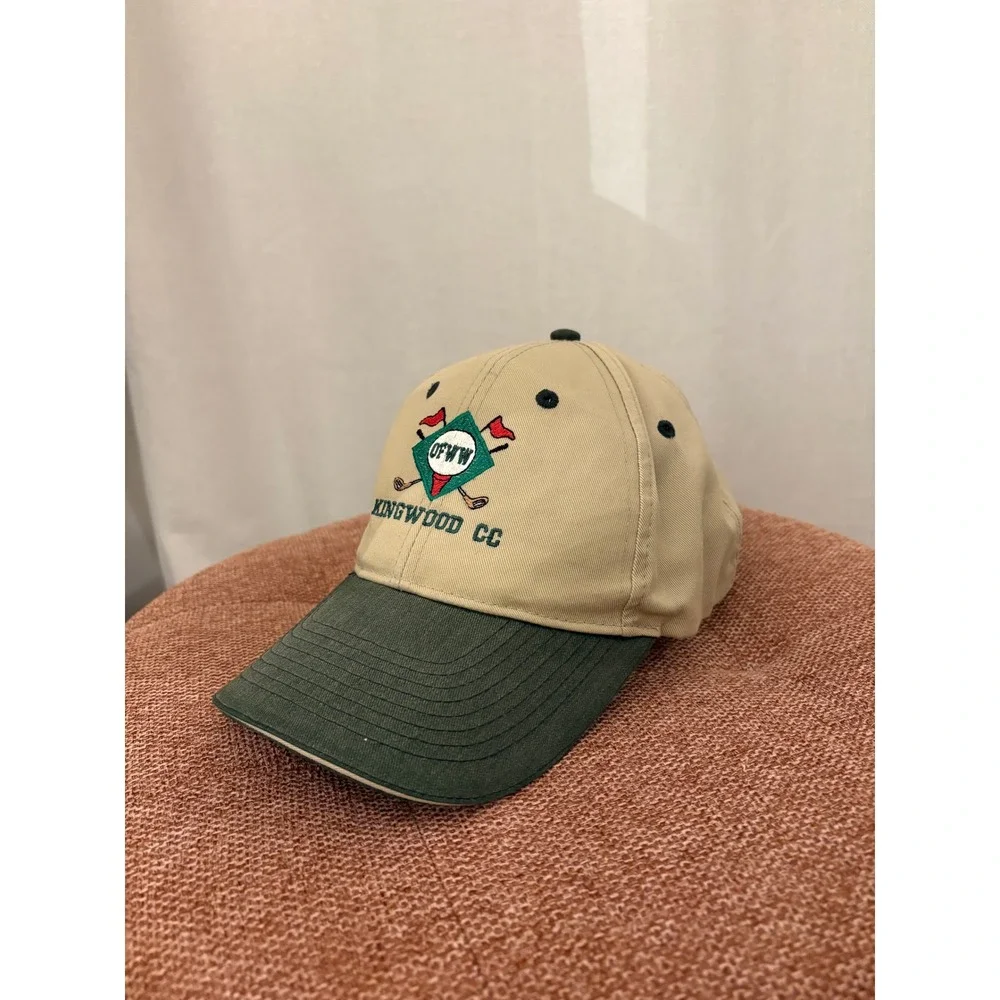Vintage Otto Kingwood CC Golf Hat Tan Green Two Tone Adjustable Cap